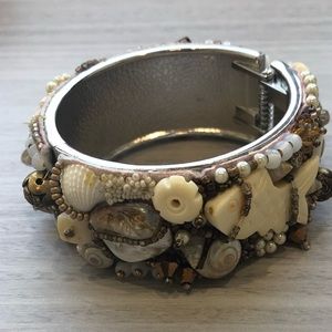 Vintage beaded shell bangle